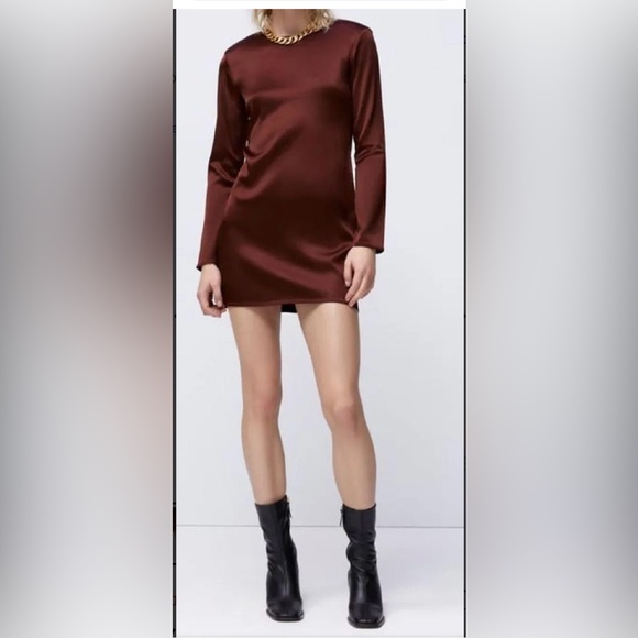 ZARA NWT Cocktail Dress with Long Sleeves / Shoulder Pads - Picture 2 of 5